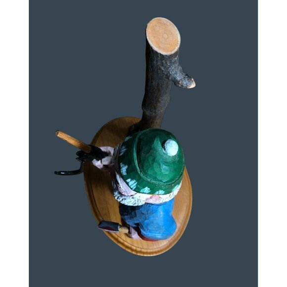 Wooden Carved Lumberjack Handcrafted Figure w Axe Folk Art Voght 1995 Primitive - Picture 8 of 10